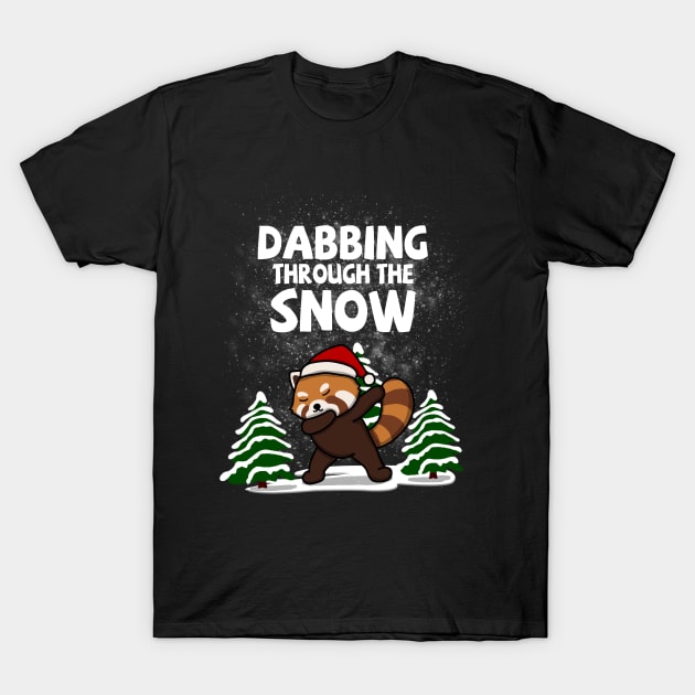 Cool Red Panda Dabbing Through The Snow T-Shirt by Luna Illustration